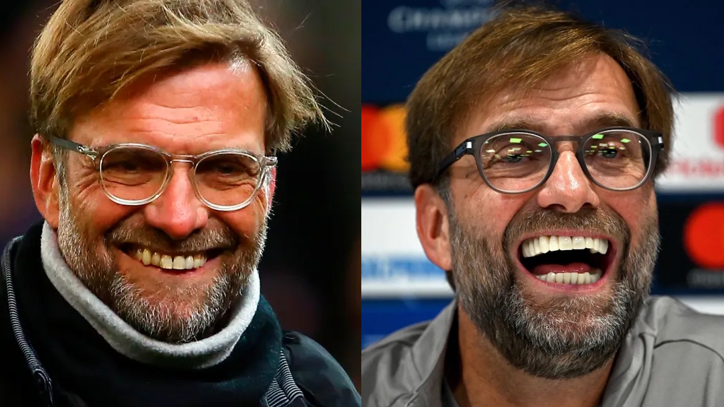 Side-by-side comparison of Jurgen Klopp’s teeth before and after dental procedures, highlighting noticeable improvements in color, alignment, and overall smile aesthetics.